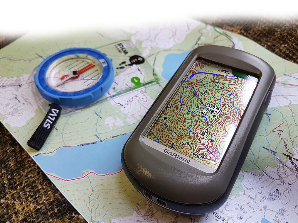 Topo4GPS in use, with map & compass close by