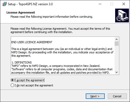 Install - license agreement